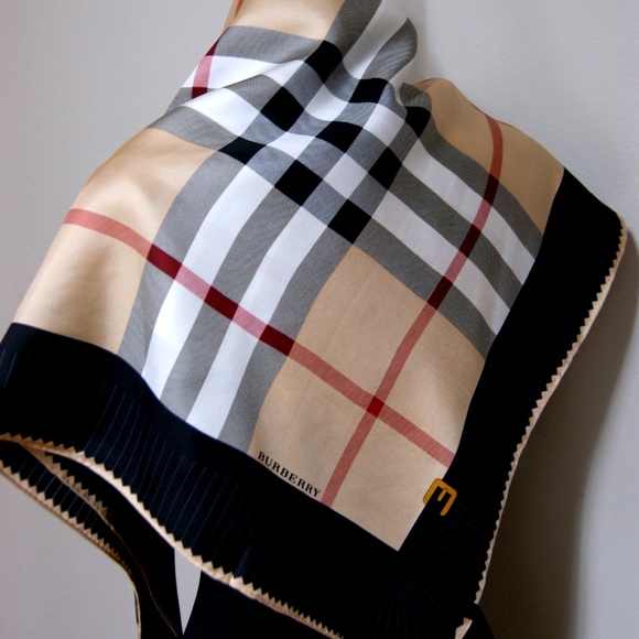 Burberry Accessories - Burberry Iconic Black Border Check Silk scarf DEFECT